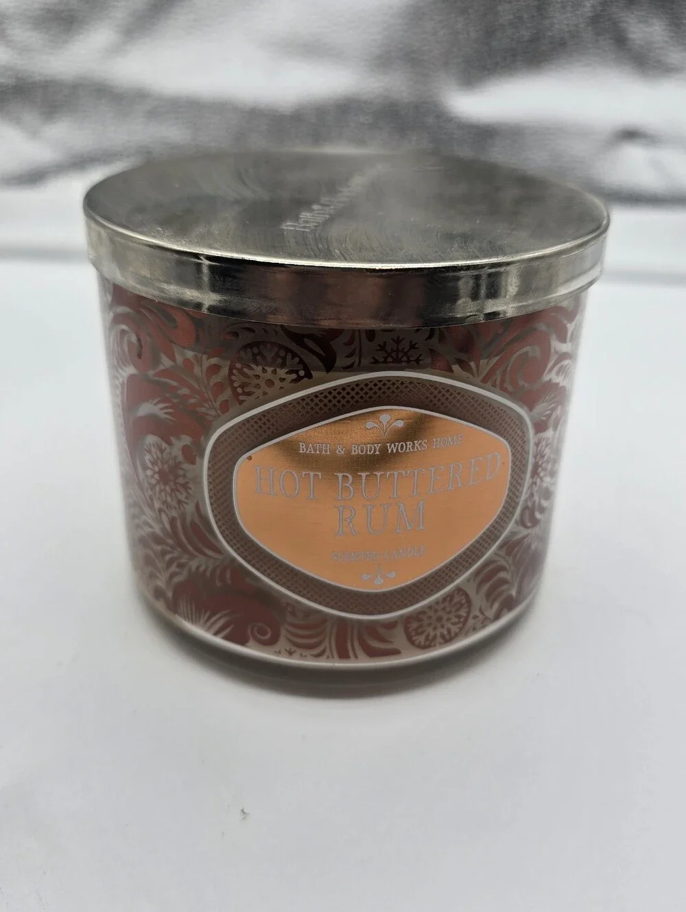WHITE BARN 3-Wick Scented Bath & Body Works Candle HOT BUTTERED RUM 14.5 oz NEW - Picture 5 of 5
